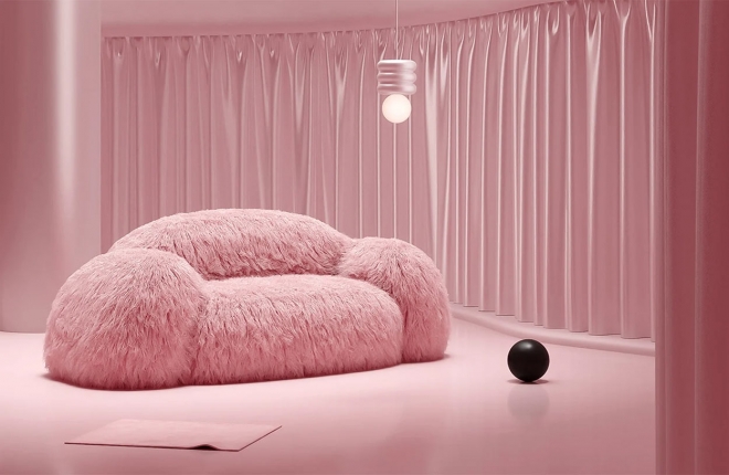 Российский дизайнер разработал оригинальный мохнатый диван YETI