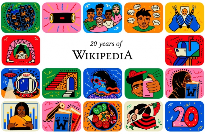 Википедия отмечает 20-летие и разработала праздничный визуал ко дню рождения